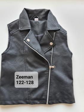 Zwart PU leer gilet , mouwloos jackje Maat 122/128