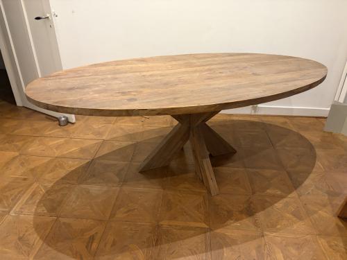 Houten eettafel + 6 stoelen
