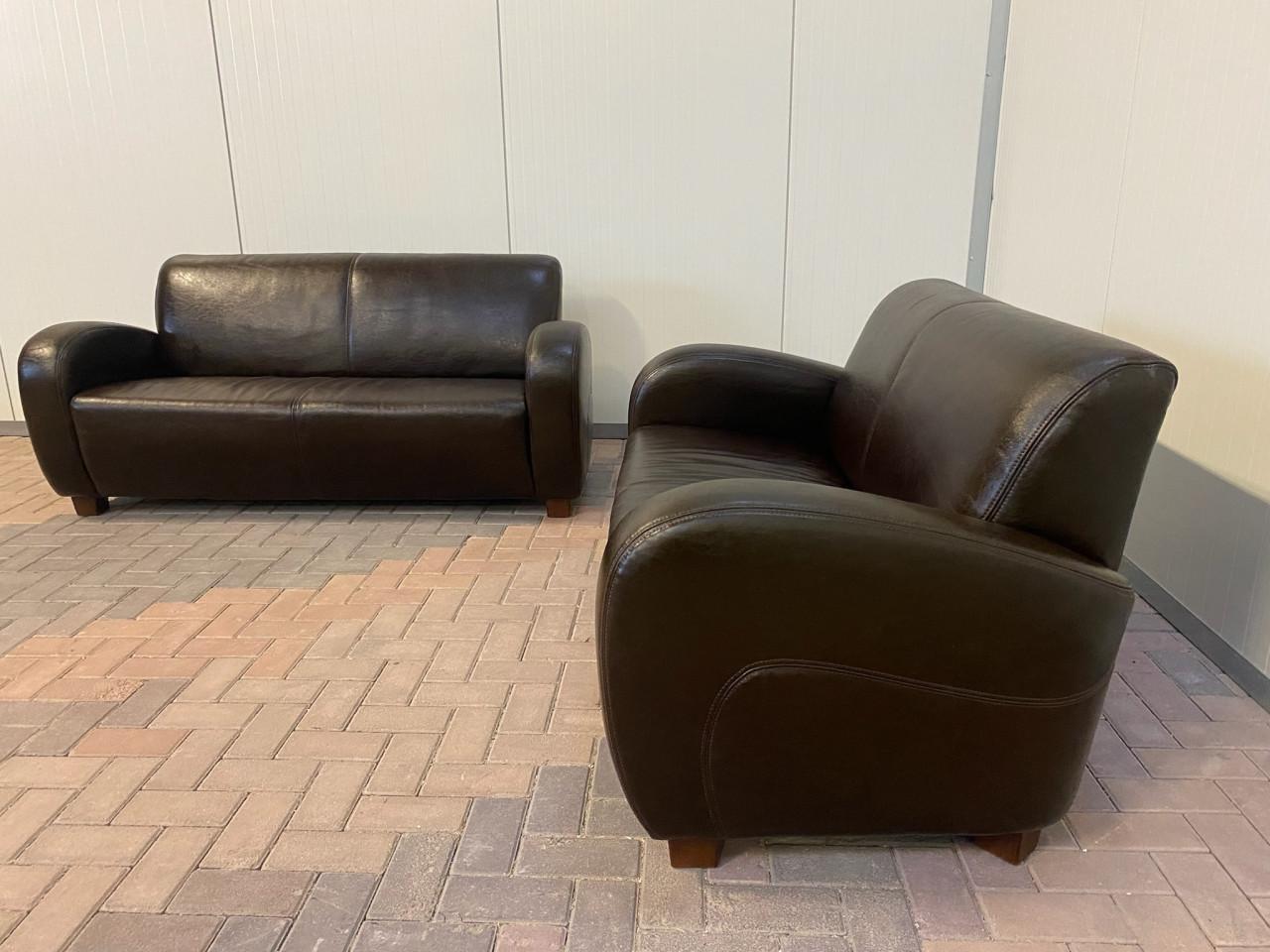 GRATIS LEVERING HEEL NL Bruin Echt Leer Bankstel 3+2,5 Zits