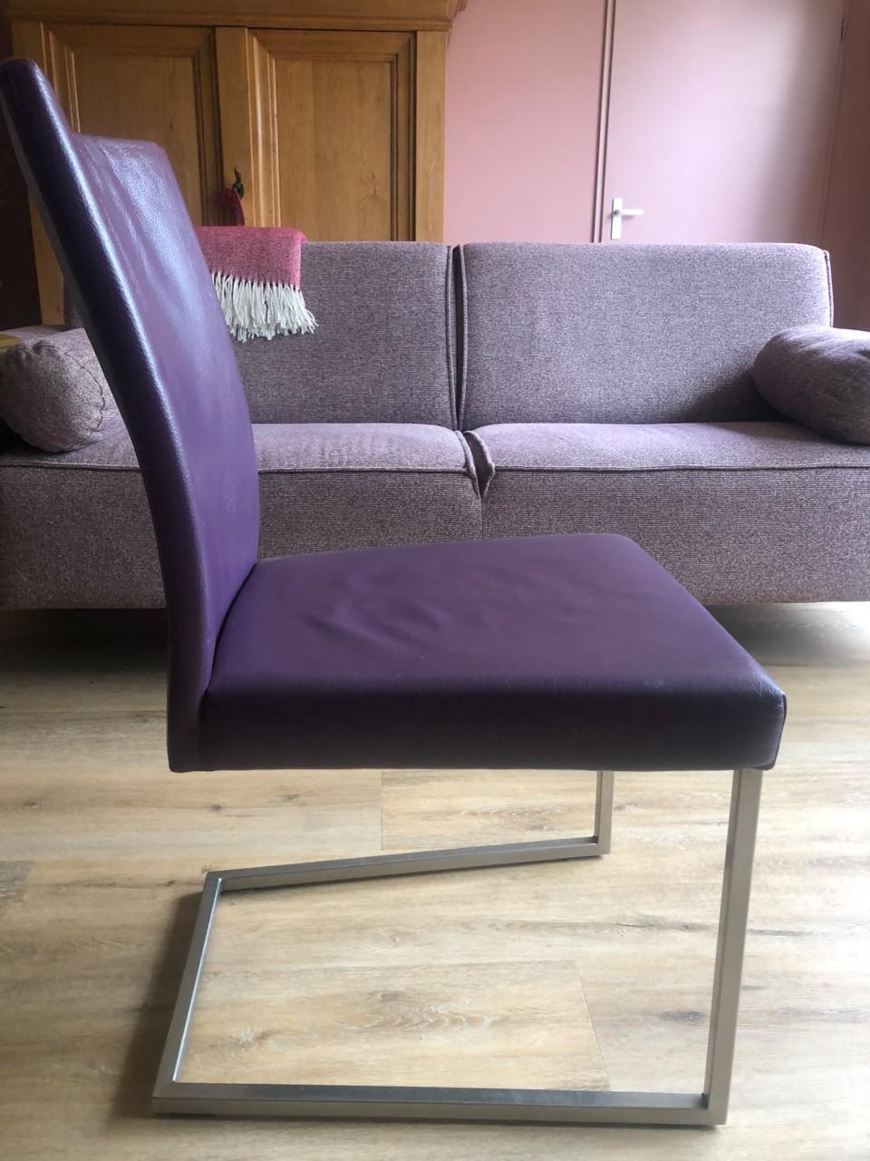 6 paarsleren eetkamerstoelen (Bert Plantagie)