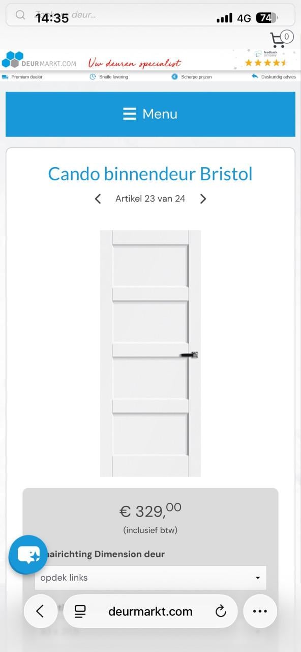 Nieuwe cando Bristol opdek deur linksdraaiend!