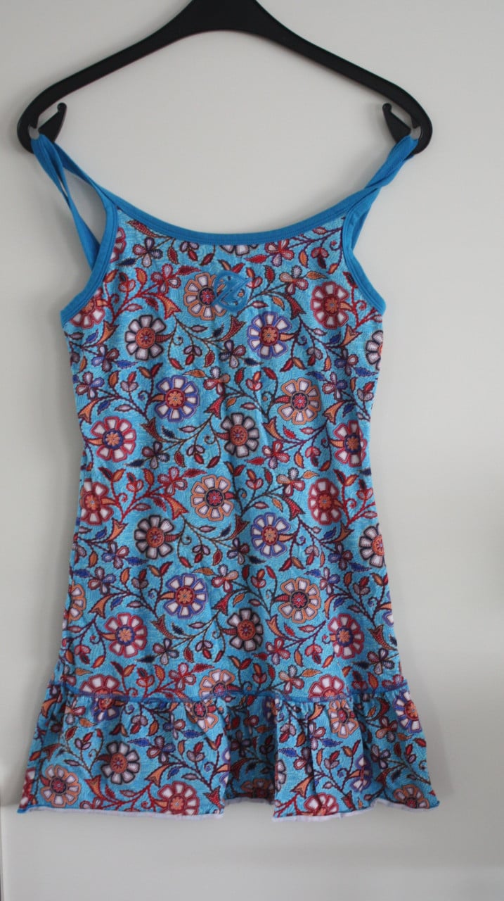 Blauw tinten print jurkje maat 164