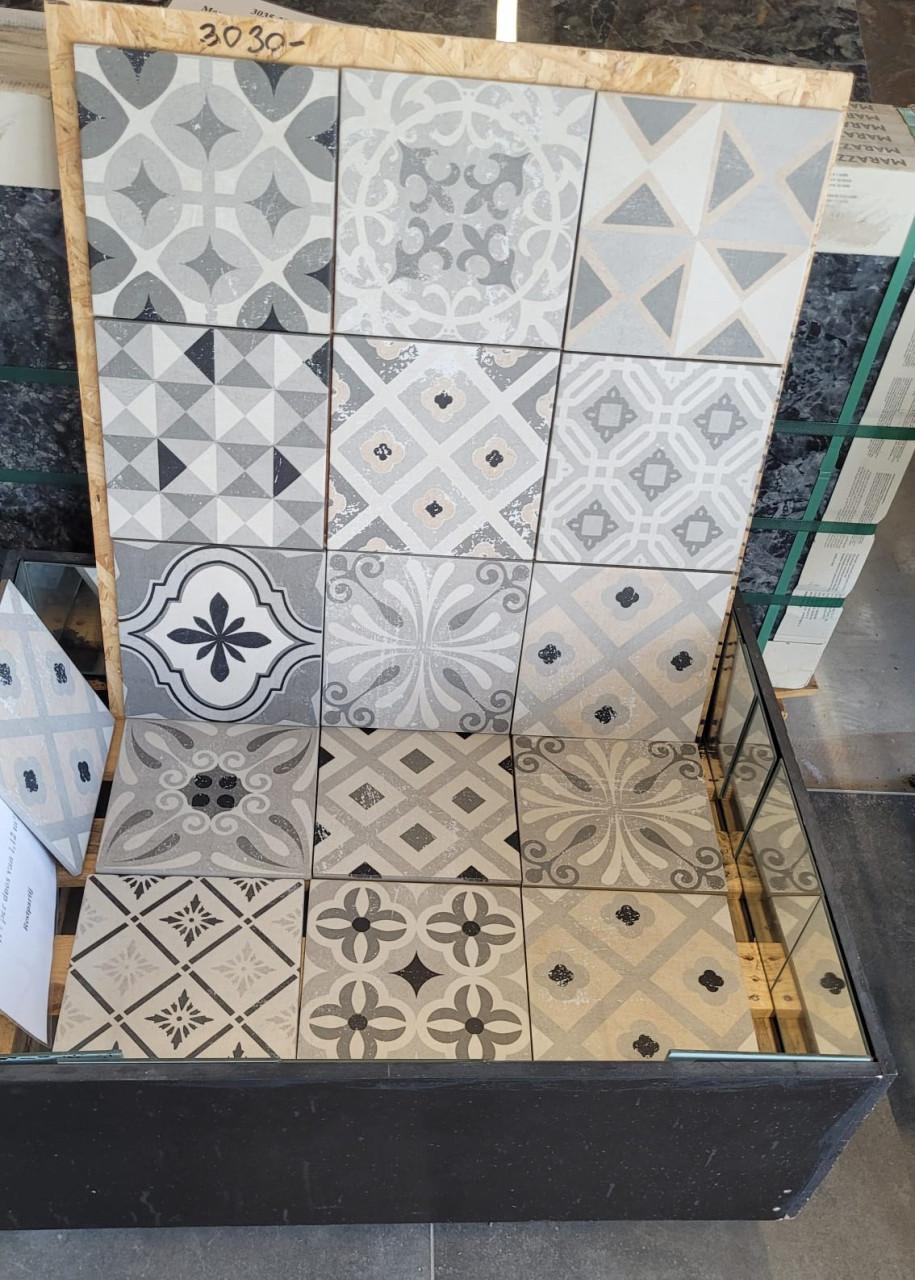 3030-455 Decortegel mix, grijstinten met beige, 20x20 cm, per m²