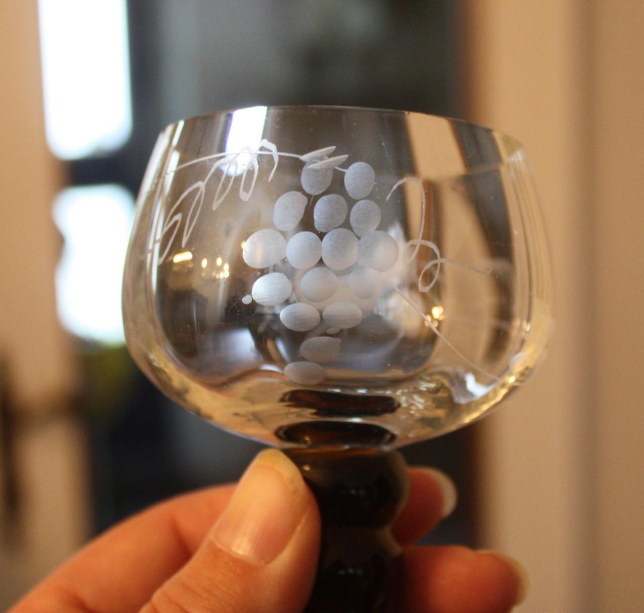 Set van 12 gegraveerde roemer glazen wijnglas wijnglazen vintage