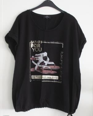 Zwart shirt met mooie print maat 44