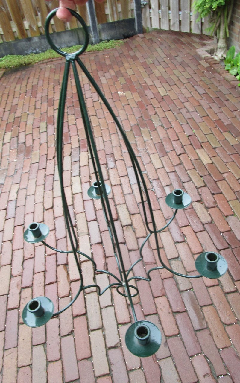 Prachtige donker groene kroonluchter.