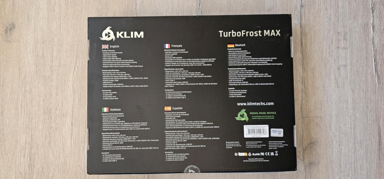 Laptop Koeler - KLIM Turbofrost MAX - Nieuw in doos