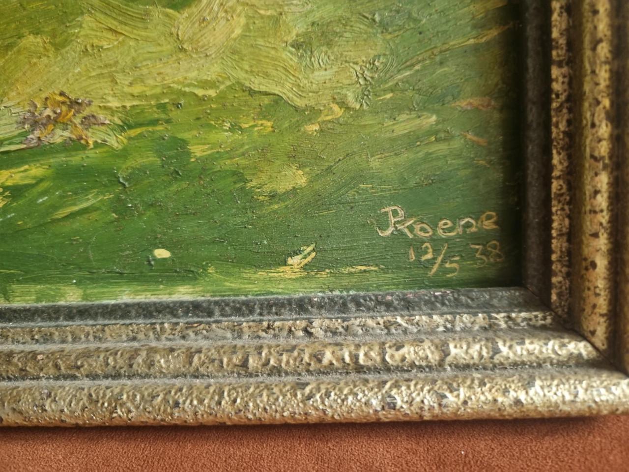 Groot Schilderij VROUW met traantje E.H.Gosfelie ..... & Diverse