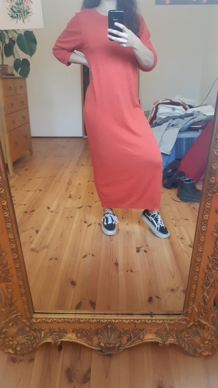 Rode/oranje jurk van rue blanche, merino wol en katoen