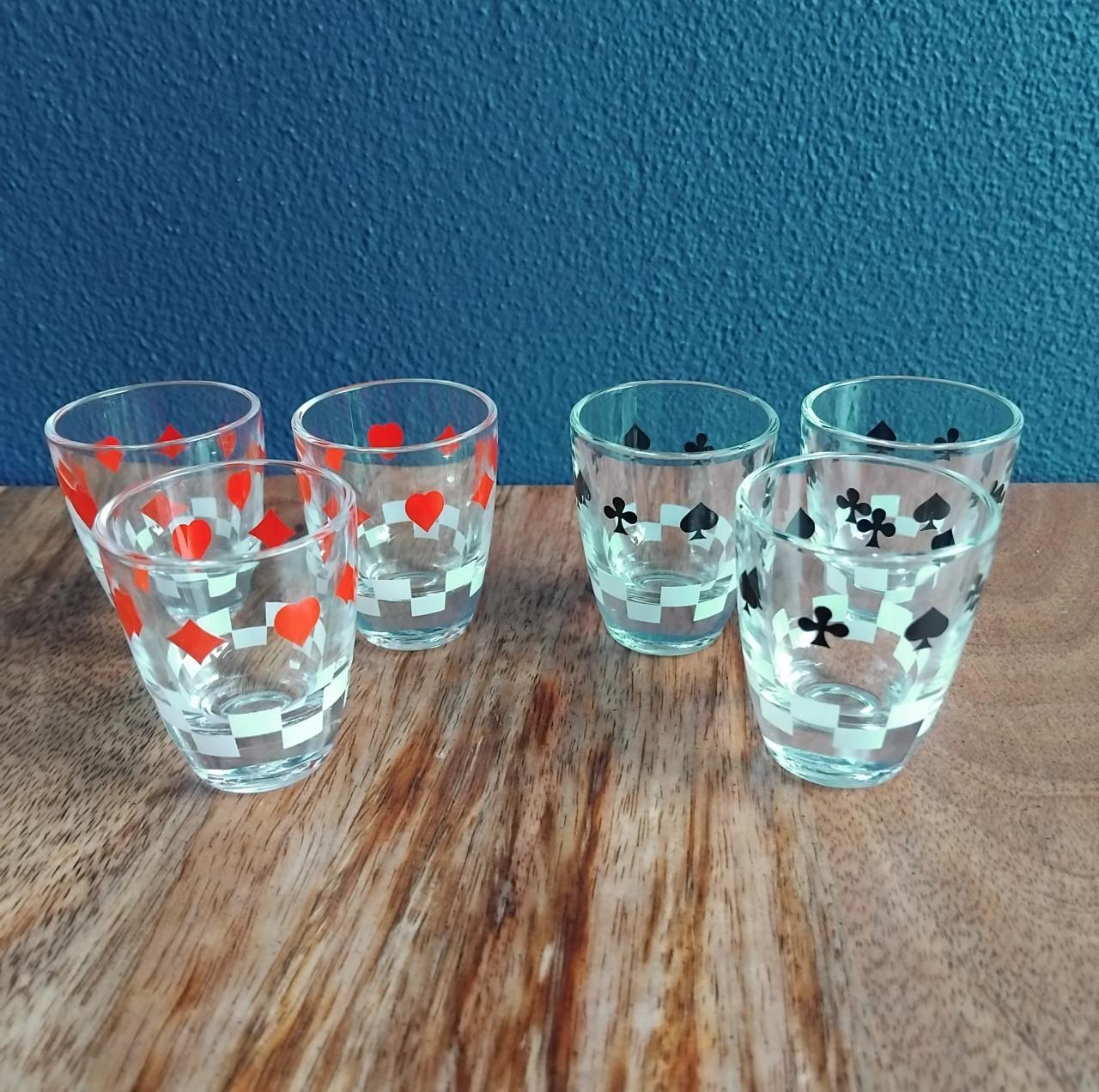 Vintage Borrelglaasjes Speelkaartmotief