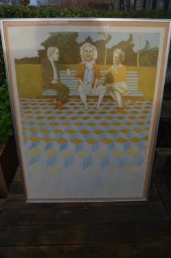 Flinke litho Aat Verhoog 'Op de bank' gesign. gen.