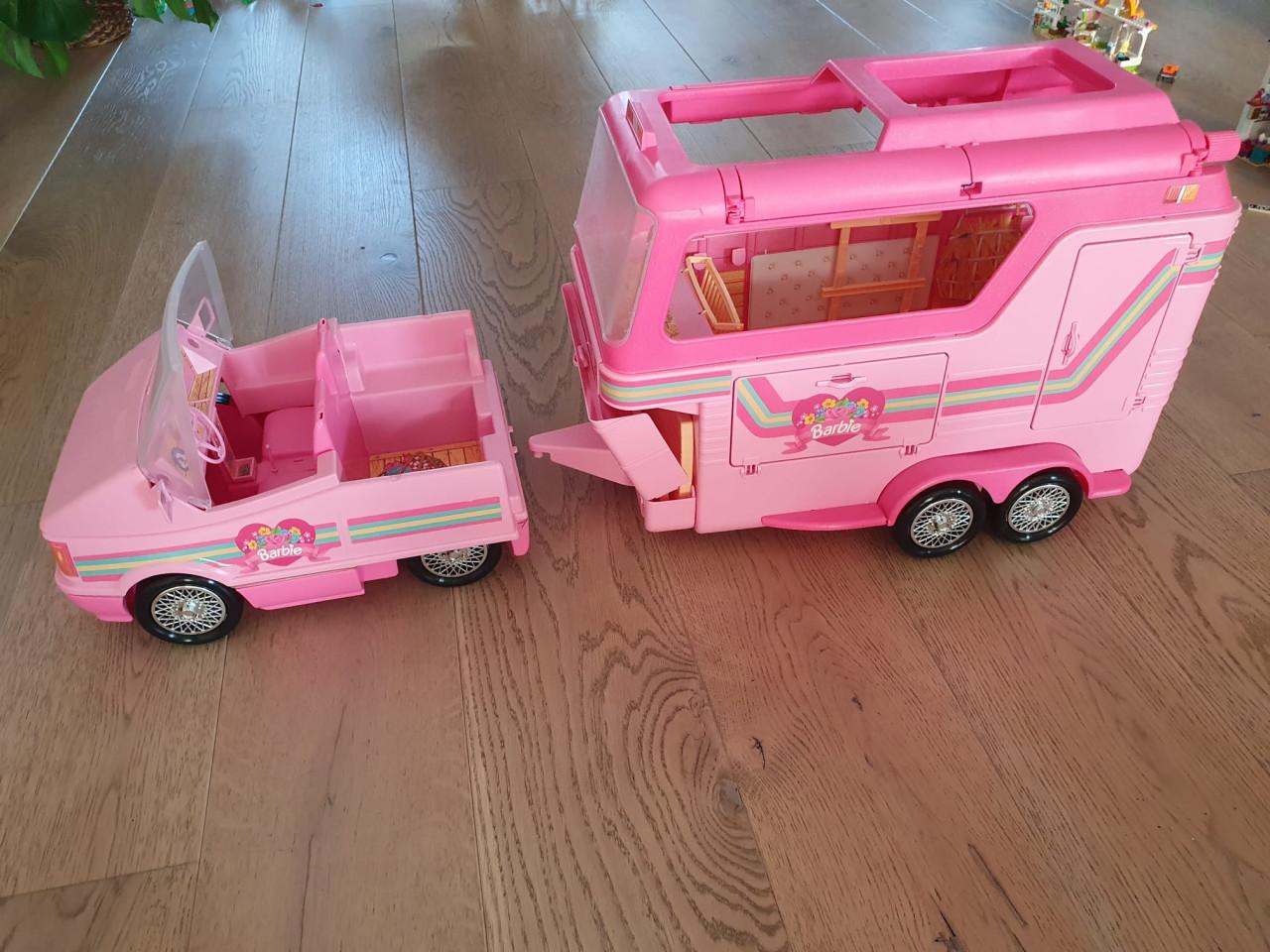 (vintage) Barbie auto met paardentrailer