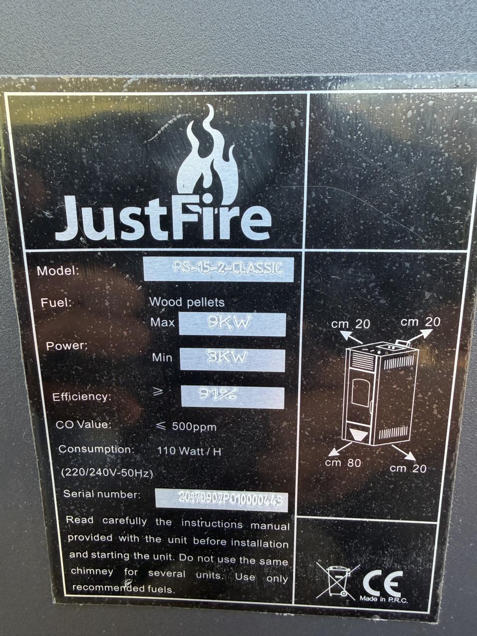 Pelletkachel Justfire Ps-15-2 CLASSIC 9KW