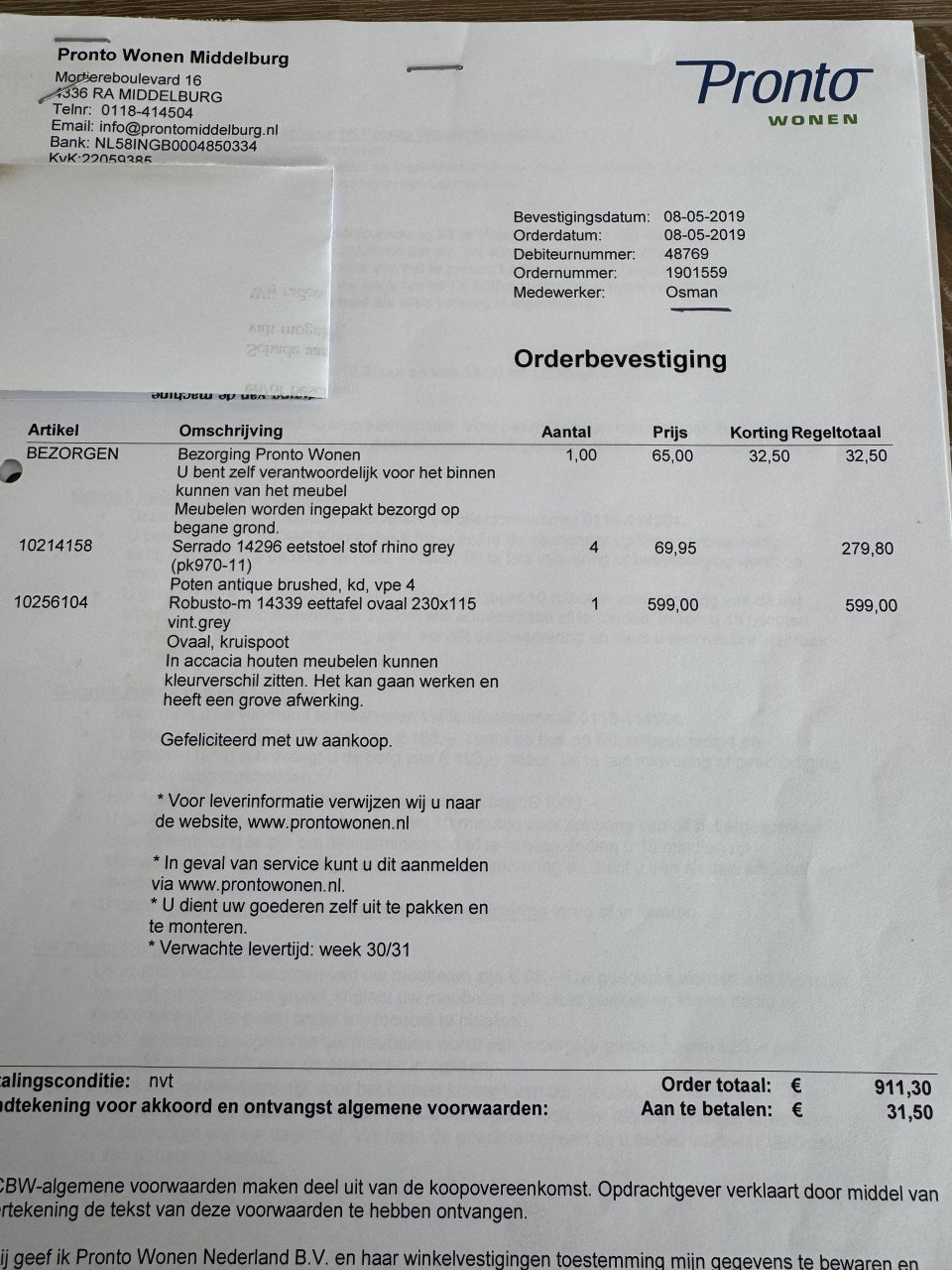 Eettafel 230 x 115 cm. ovaal