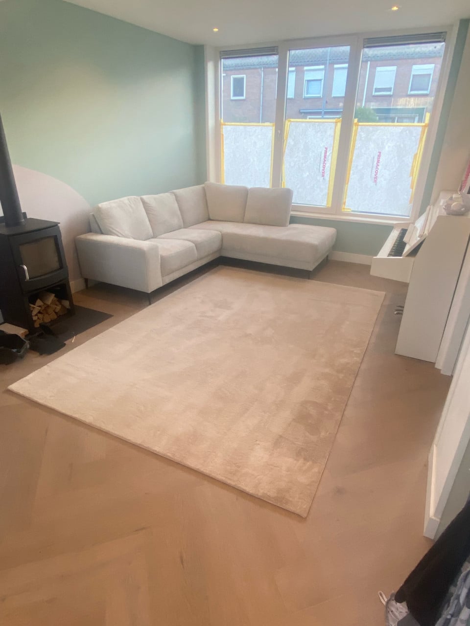 Wollen vloerkleed 200x288 cm – beige – goede staat