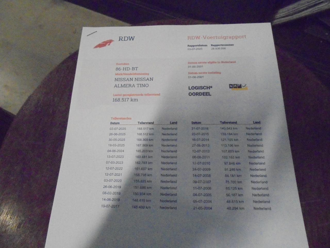 Nissan Almera Tino 1.8i Apk Juli 2026 derde eigenaar ,algehele nette staat