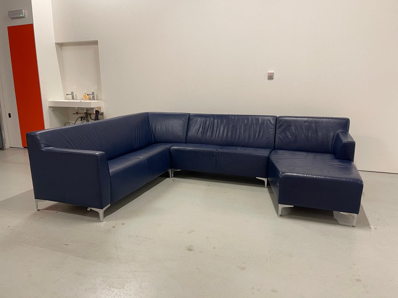 GRATIS LEVERING HEEL NL Montel Blauw Echt Leer U-Bankstel