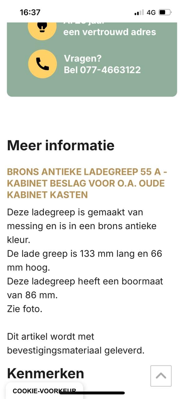 Meubelbeslag, messing