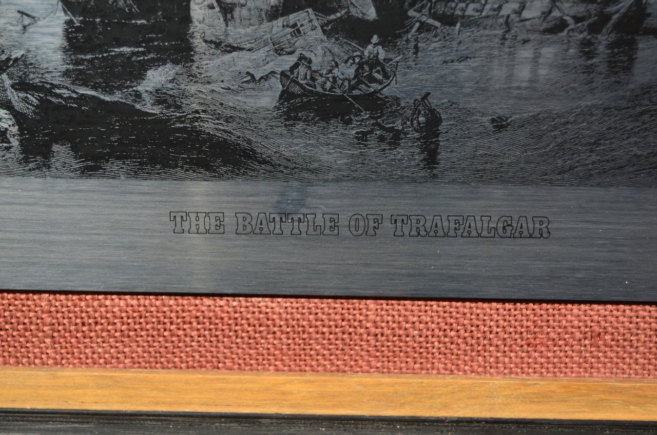 In staal geëtste afbeelding Battle of Trafalgar
