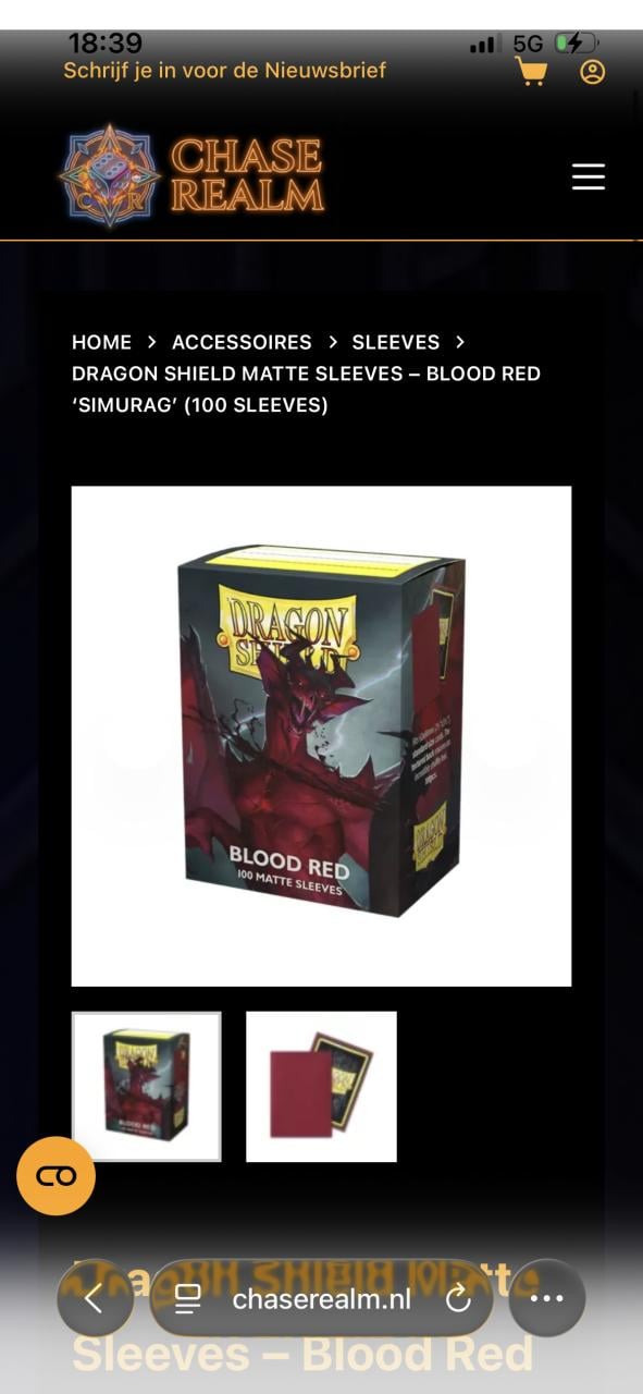 Dragon Shield Matte Sleeves – Blood Red ‘Simurag’ (100 Sleeves)