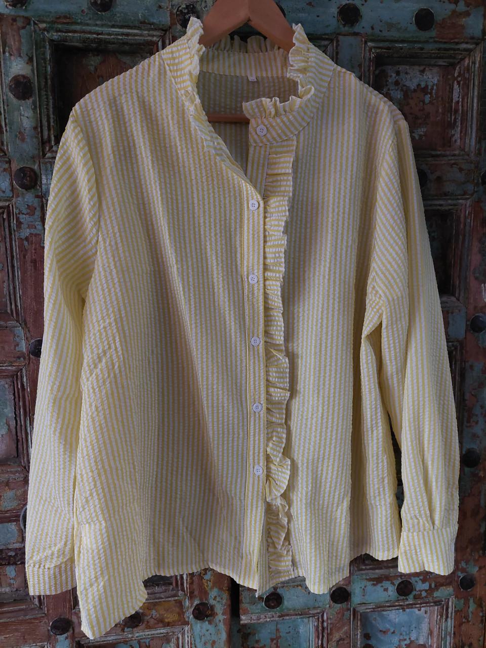 Nieuwe geel gestreepte damesblouse mt xl