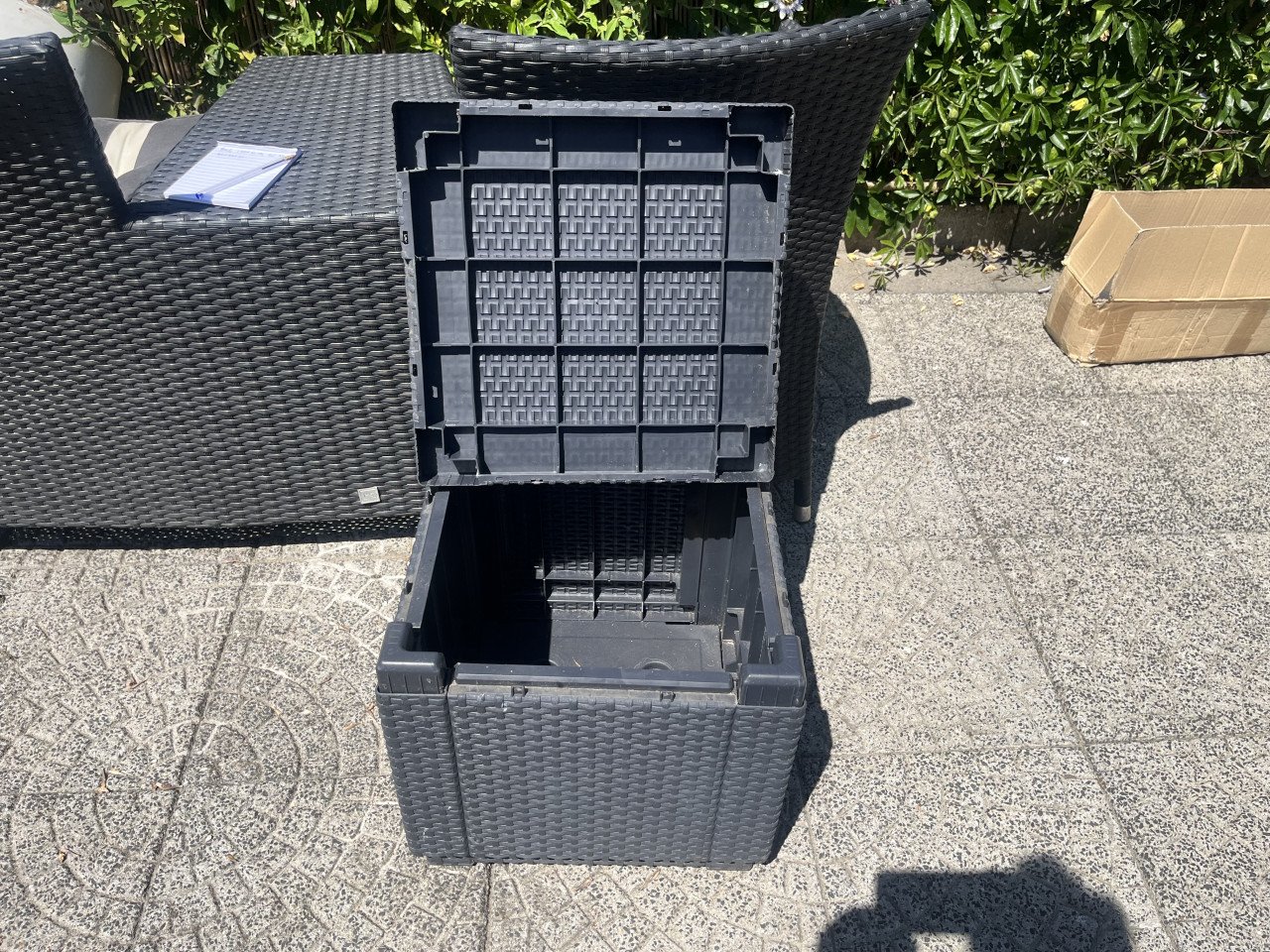Tuinbankje met tafel, en los tafeltje kunststof  Antraciet