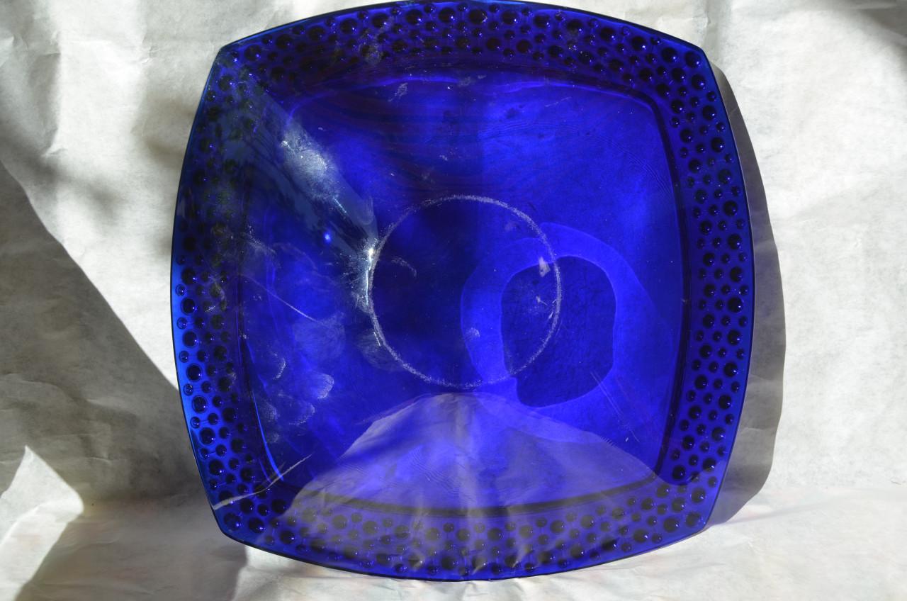 Blauwe glazen (fruit)schaal Scandinavisch design