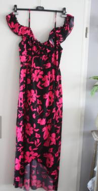 Zwart met roze bloemen maat l40-42