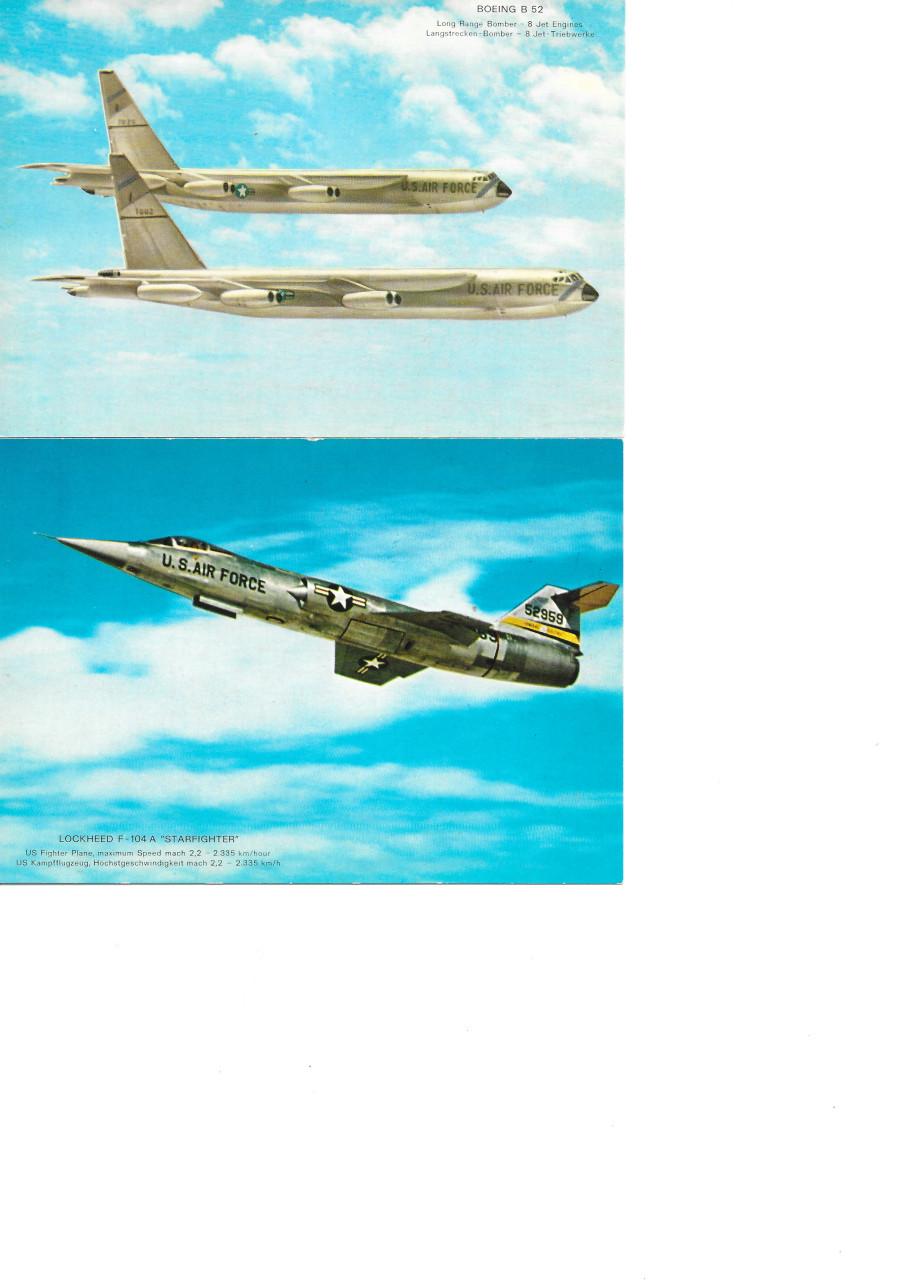 Ansichtkaarten vliegtuigen straaljagers 8 stuks