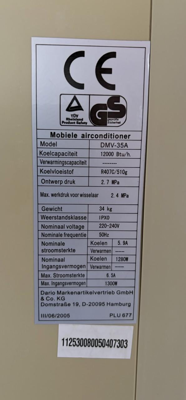 Mobiele airco DMV-35A