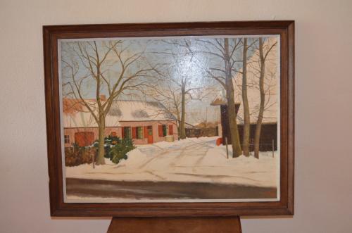Primitief schilderij School Oudenbosch gesig. E Vonk
