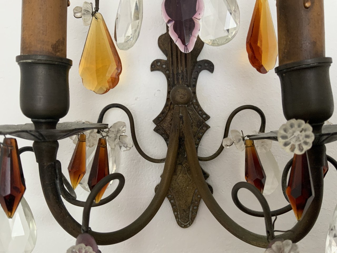 Antieke wandlampen,brons