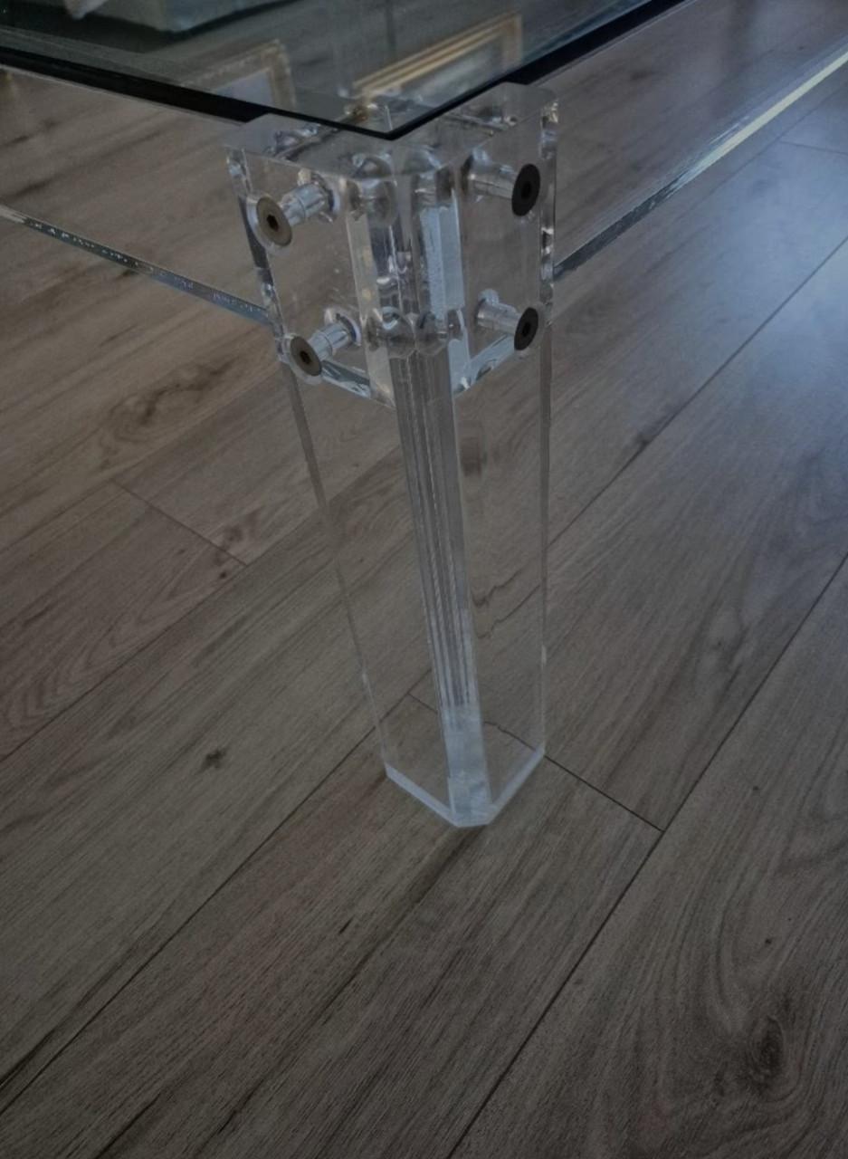 Vintage design salontafel (perspex en gehard glas)