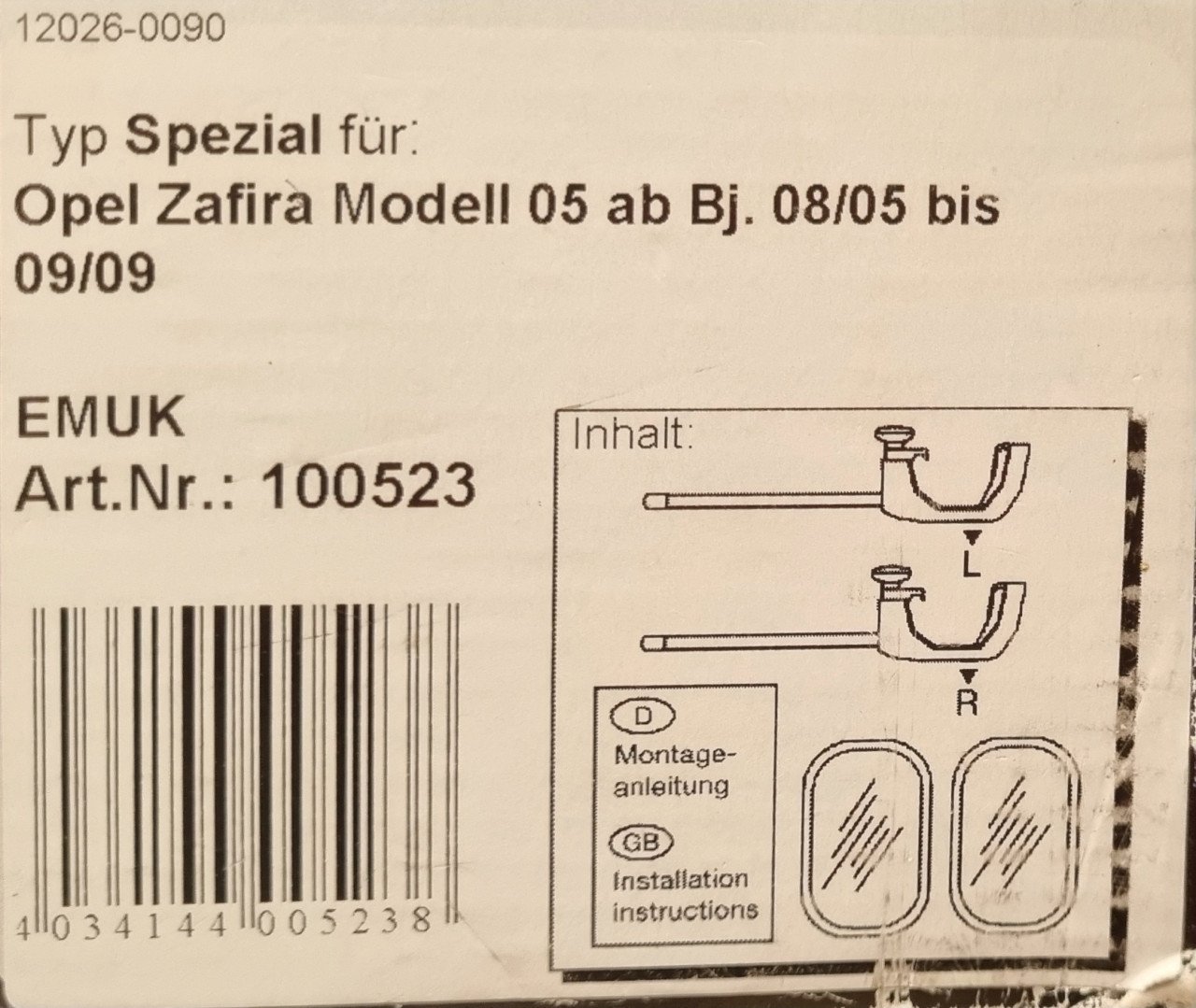 Caravan spiegels Emuk voor Opel Zafira
