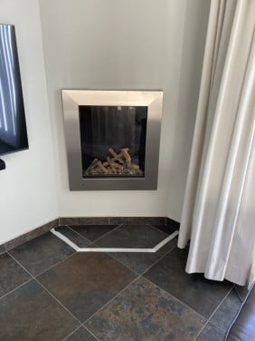 Inbouw gaskachel compleet met rookgas afvoerkanalen