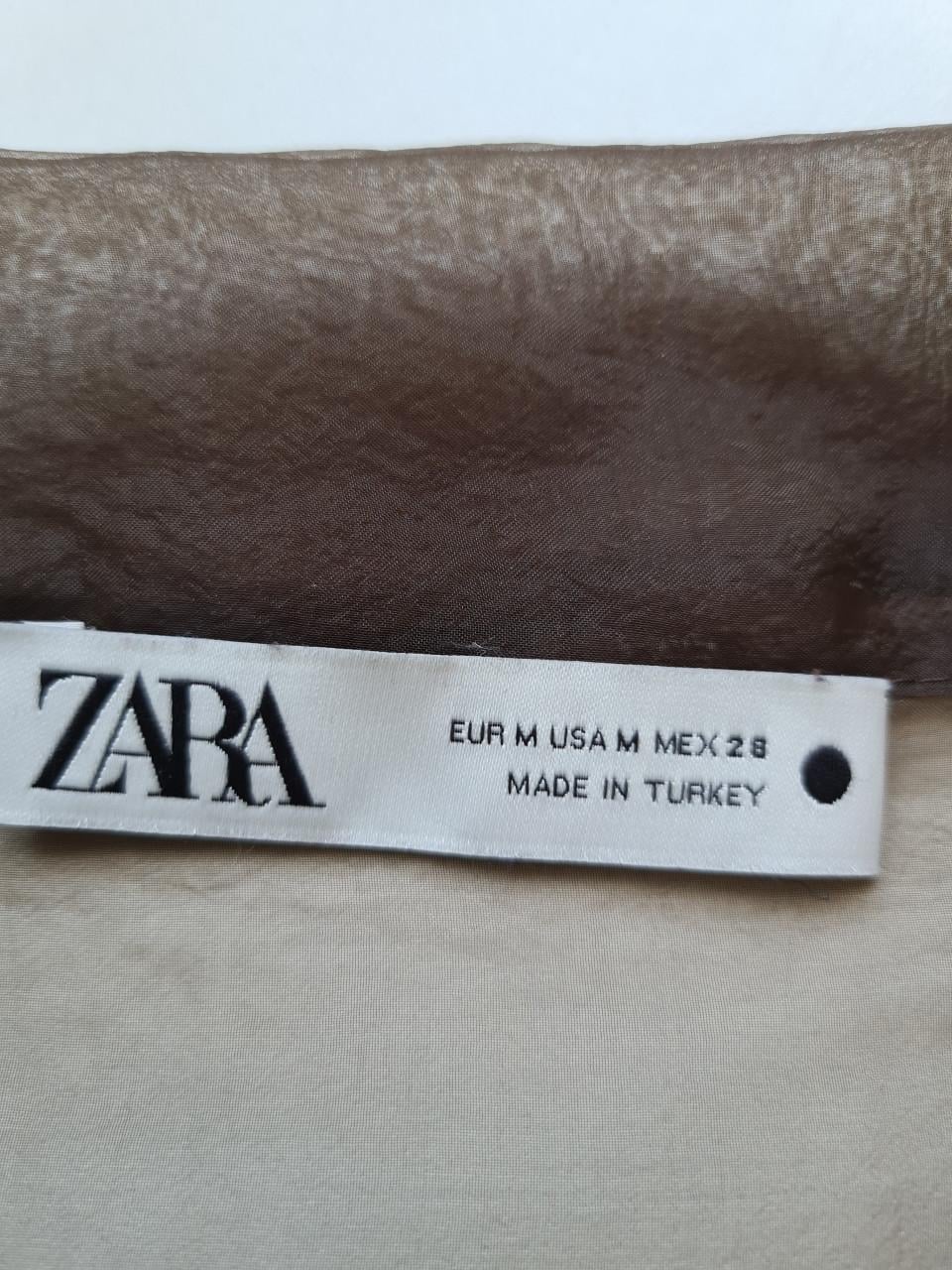 Lange bruine transparante overhemd jurk van de Zara