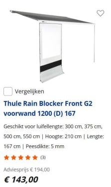 Thule Rain Blocker Site G2 Voorwand 1200 Omnistor zakluifel (D) 167