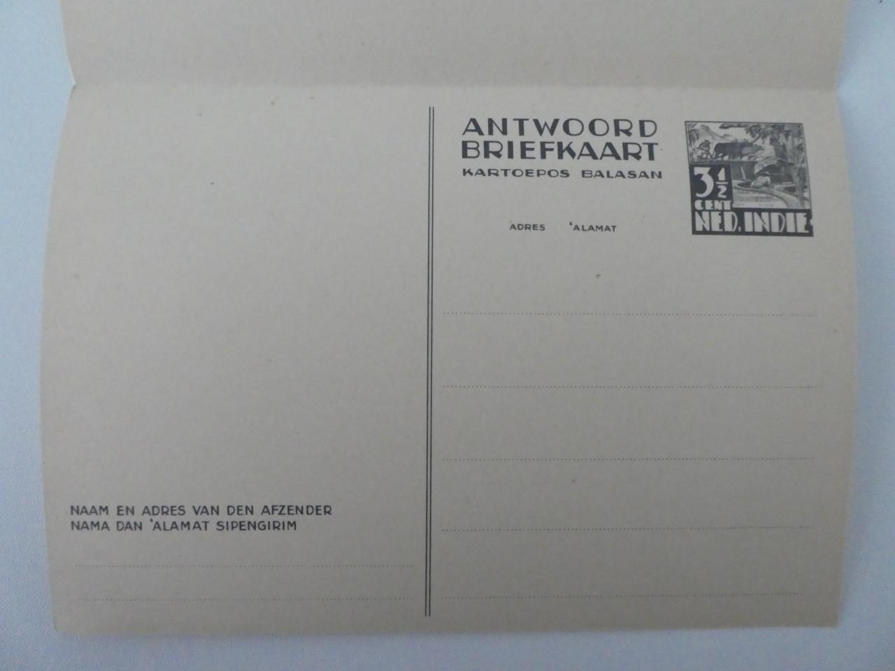Briefkaart met Antwoordkaart Ned. Indië, 3,5 cent