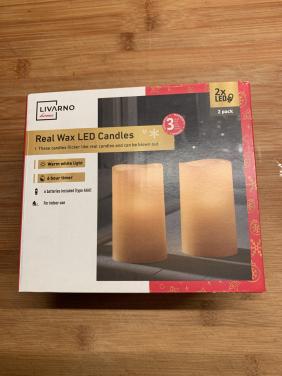 Set van twee Livarno Home LED kaarsen, gemaakt van echt wax