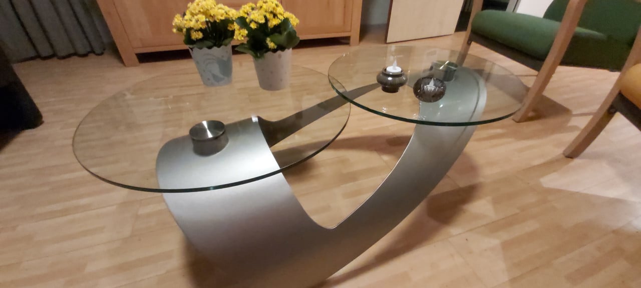 Salontafel glas en metaal