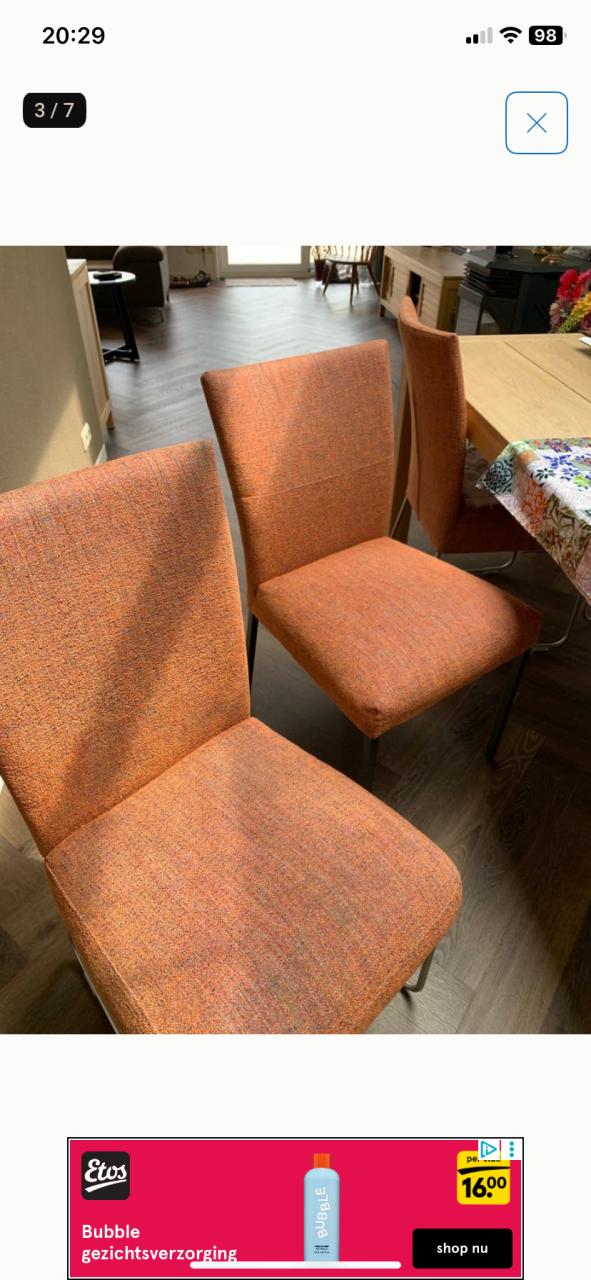 6 stoffen eetkamer stoelen oranje