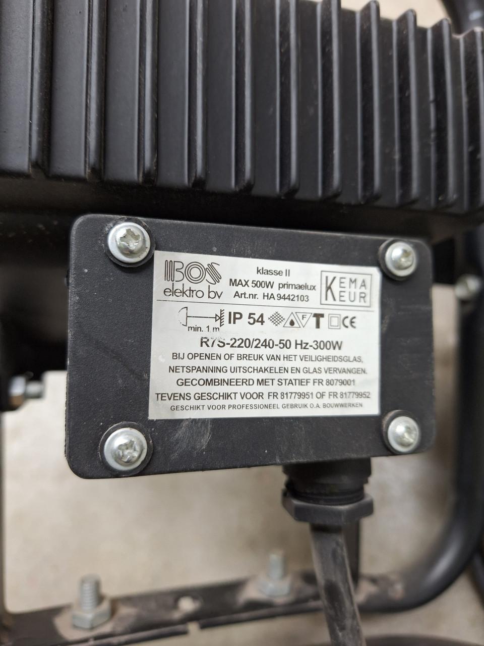 Halogeen bouwlamp 300 Watt.