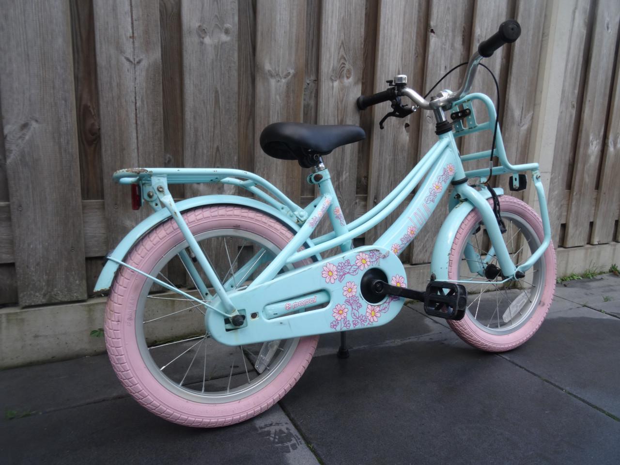 Popal Lola 16 inch kinderfiets – Mint Roze 🌸