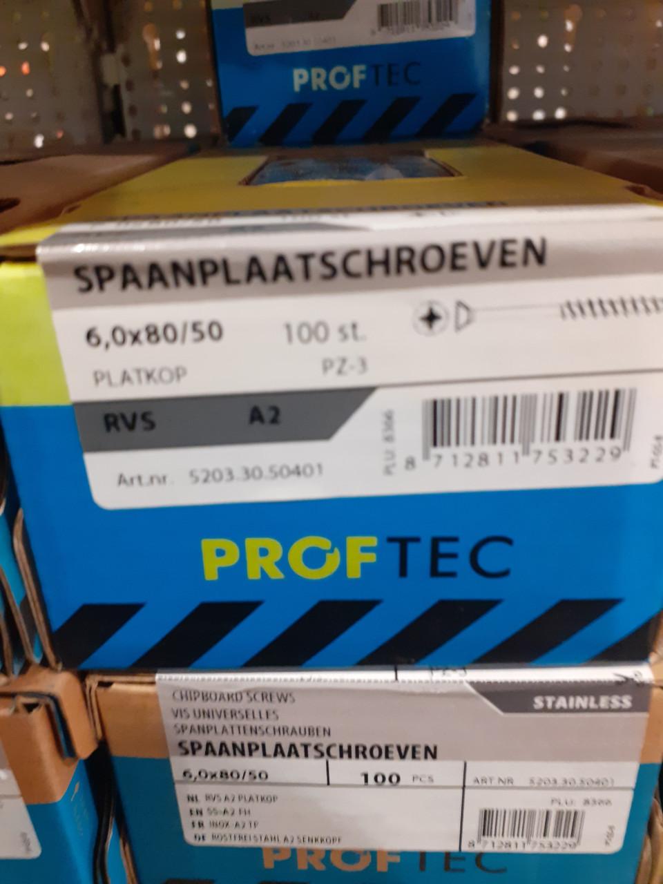 RVS proftec spaanplaatschroeven 70 % korting bij HHZB