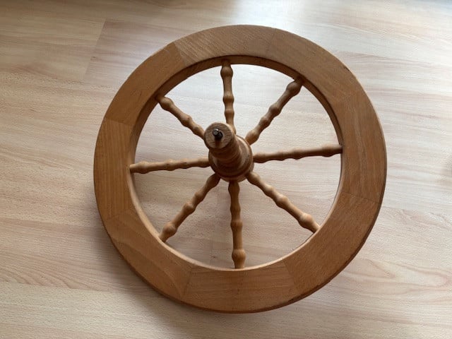 4x los houten spinnenwiel, verschillende kleur