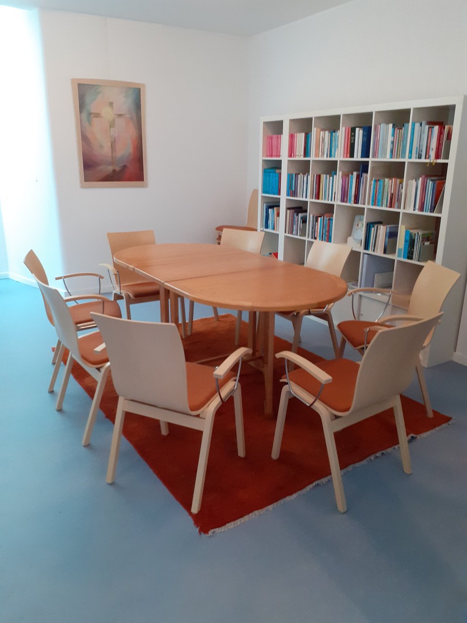 Mooie eet- of vergadertafel van echt beukenhout