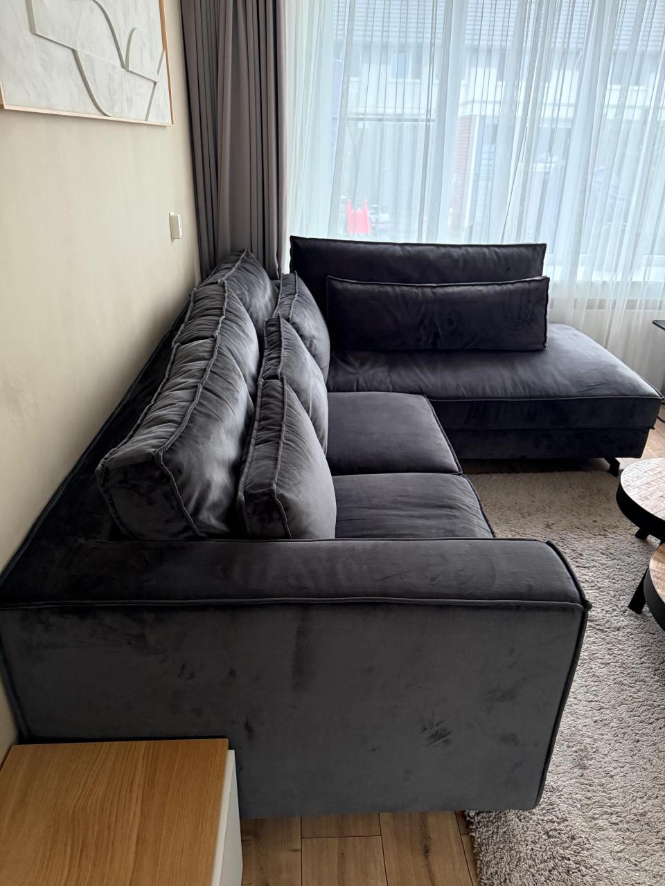 Velour bankstel antraciet