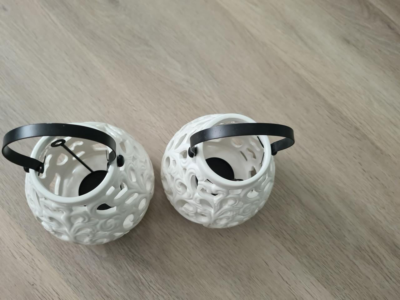 Windlichten steen wit