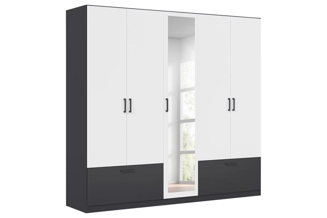 Grote kledingkast 3 of 4 deurs en laden. Wit met Lichteiken of Antraciet