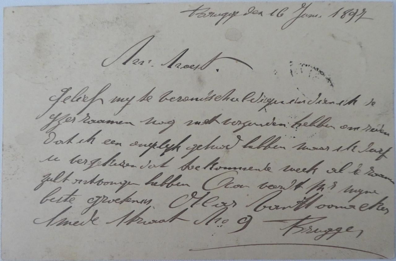 Briefkaarten 3x, 1887, 1897, 1898, Brugge – Sluis